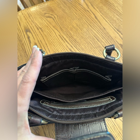 Brown crocodile type hand bag - Picture 7 of 8